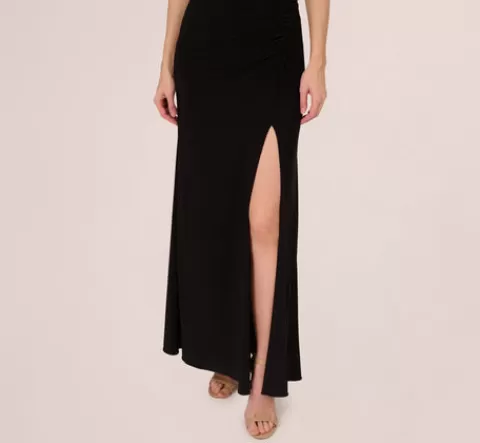 Adrianna Papell Colorblock Mermaid Gown With Pleated Details In Black Ivory BLACK-IVORY Online