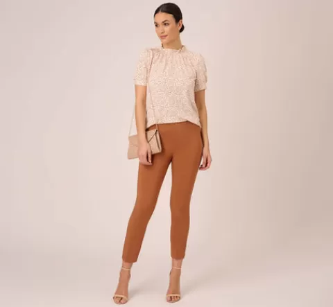 Adrianna Papell Cropped Pull-On Pant With Tailored Details In TERRACOTTA Best Sale