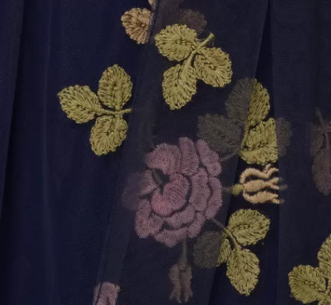 Adrianna Papell Floral Embroidered Maxi Dress With Sheer Flutter Sleeves In Navy Multi NAVYMULTI Cheap