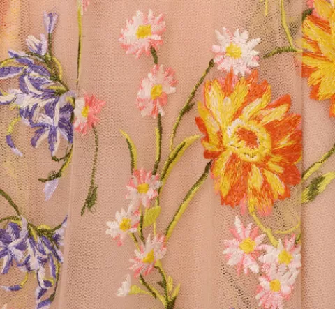 Adrianna Papell Floral Embroidered Sleeveless Midi Dress With High Low Skirt In Yellow Orange Multi YELLOW-ORANGEMULTI Clearance