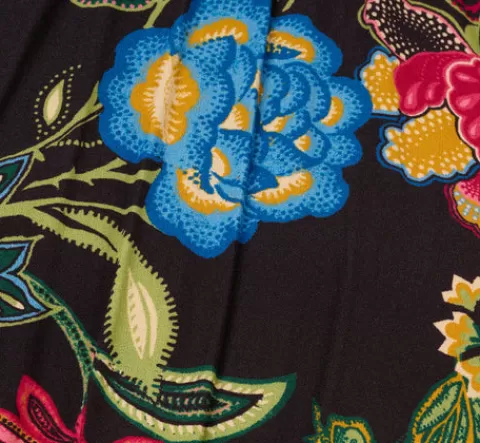 Adrianna Papell Floral Print Dress With Long Bishop Sleeves In Black Multi BLACKMULTI Online