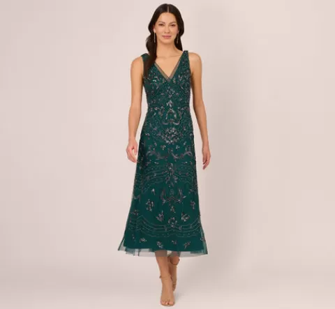 Adrianna Papell Hand-Beaded Ankle-Length Dress In Gem Green GEMGREEN Cheap