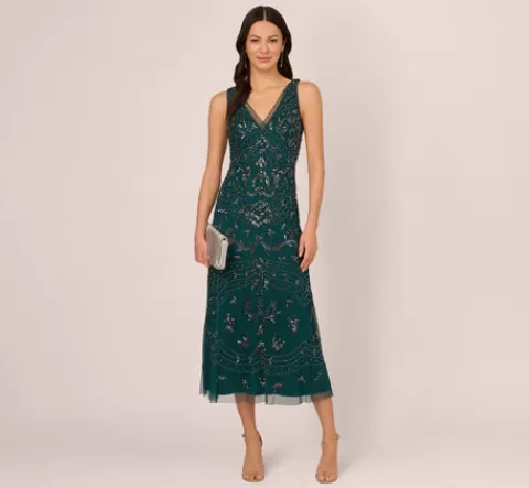 Adrianna Papell Hand-Beaded Ankle-Length Dress In Gem Green GEMGREEN Cheap