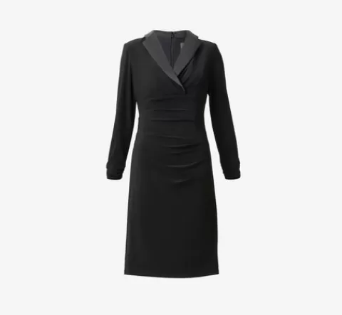 Adrianna Papell Jersey And Satin Short Sheath Tuxedo Dress In BLACK Fashion