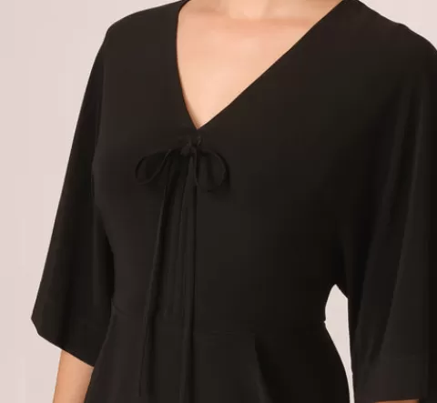 Adrianna Papell Jersey Midi Dress With Dolman Short Sleeves In BLACK Best Sale