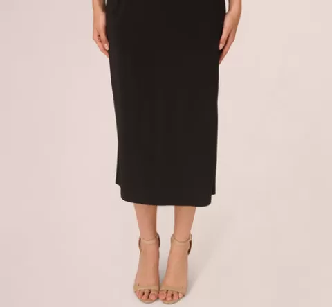 Adrianna Papell Jersey Midi Dress With Dolman Short Sleeves In BLACK Best Sale
