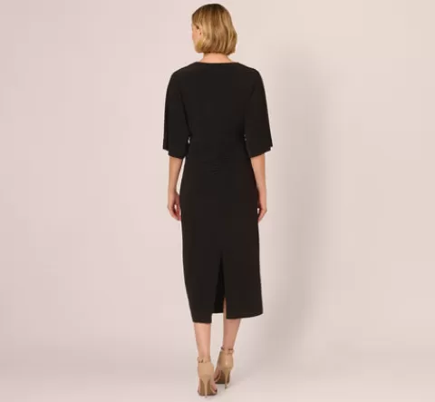 Adrianna Papell Jersey Midi Dress With Dolman Short Sleeves In BLACK Best Sale