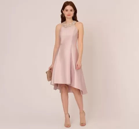Adrianna Papell Mikado Short Party Dress In BELLINI Discount