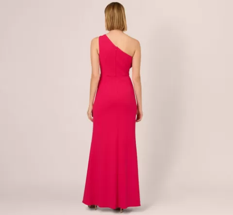 Adrianna Papell One Shoulder Mermaid Gown With Ruffled Neckline In Pink Cherry PINKCHERRY Best