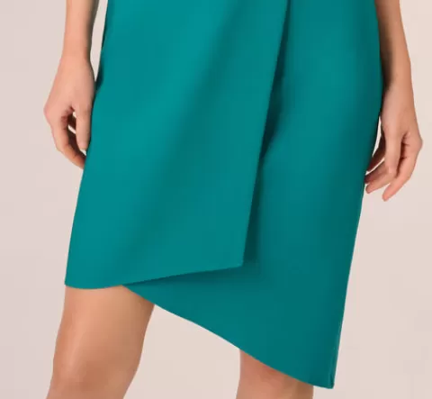 Adrianna Papell One Shoulder Stretch Crepe Short Dress In Deep Emerald DEEPEMERALD Sale