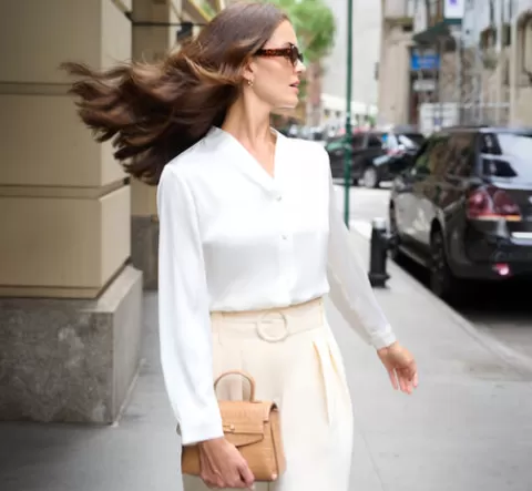 Adrianna Papell Pebble Satin Woven Blouse In IVORY Flash Sale