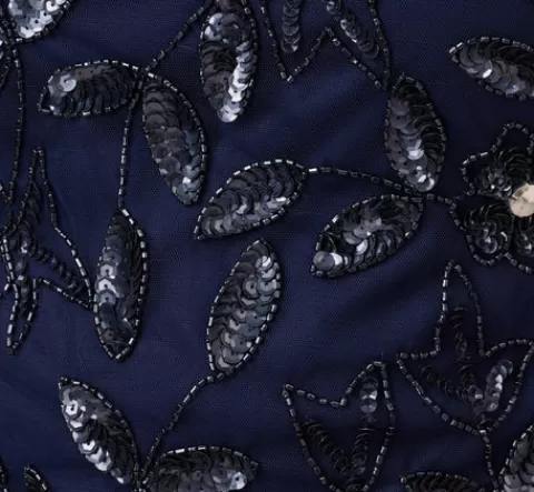 Adrianna Papell Plus Size Hand Beaded Short Sleeve Floral Godet Gown In Light Navy LIGHTNAVY Best