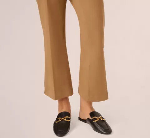 Adrianna Papell Ponte Knit Pull On Pant With Kick Flare Hem In Rich Camel RICHCAMEL Cheap
