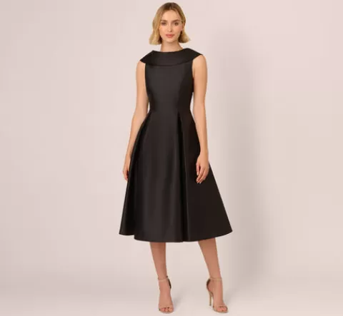 Adrianna Papell Roll Neck Mikado Dress In BLACK Online