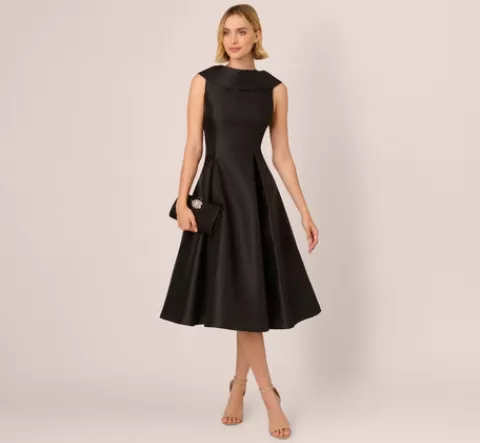 Adrianna Papell Roll Neck Mikado Dress In BLACK Online