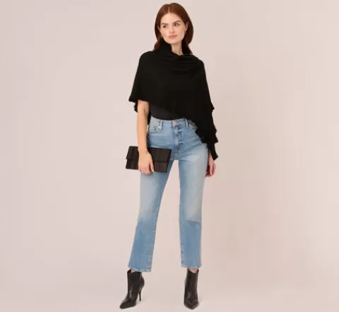 Adrianna Papell Ruffled S'Hug® With Hidden Tunnel Sleeves In BLACK Cheap