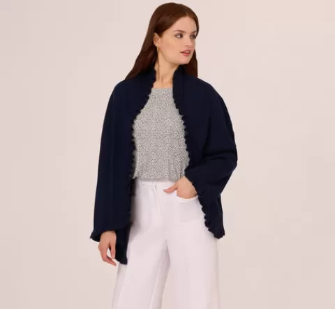 Adrianna Papell Ruffled S'Hug® With Hidden Tunnel Sleeves In NAVY Online