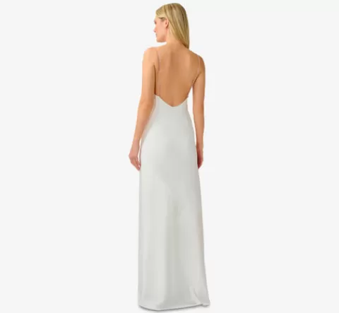 Adrianna Papell Satin Cowl Slip Gown In IVORY Clearance