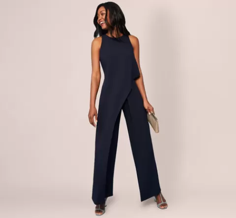 Adrianna Papell Sleeveless Asymmetrical Jumpsuit In MIDNIGHT Outlet