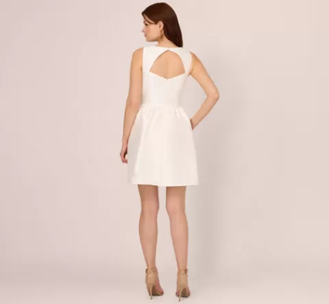 Adrianna Papell Sleeveless Mikado Fit And Flare Dress With Pearl Beaded Trim In IVORY Sale