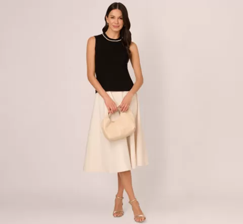 Adrianna Papell Sleeveless Pearl Neck Sweater In BLACK Online