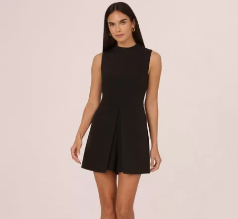 Adrianna Papell Sleeveless Romper With Peplum Hem In BLACK Fashion