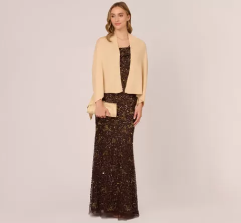 Adrianna Papell Slim S'Hug® With Hidden Tunnel Sleeves In CHAMPAGNE New