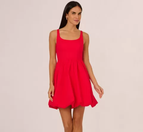 Adrianna Papell Square Neck Bubble Dress In SCARLET Online