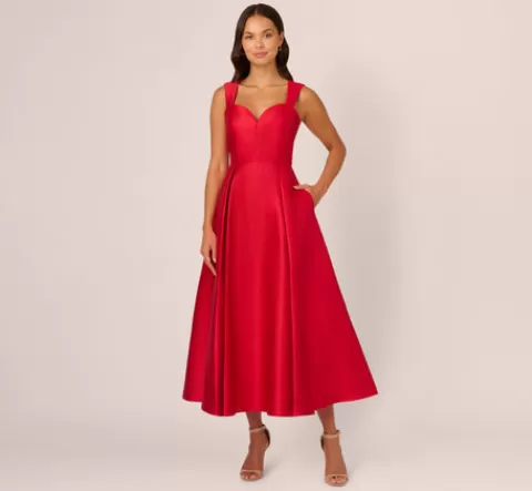 Adrianna Papell Sweetheart Mikado Ankle Dress In RED Discount