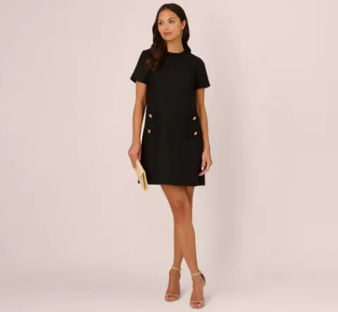 Adrianna Papell Tweed Sheath Dress With Short Sleeves In BLACK Best